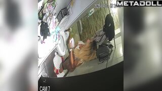 Pretty babe does not know that her routine under the gaze of strangers