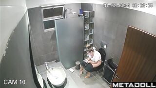As always, she's sitting on the toilet and watching memes