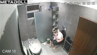 As always, she's sitting on the toilet and watching memes