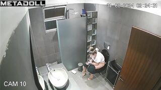 As always, she's sitting on the toilet and watching memes