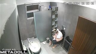 As always, she's sitting on the toilet and watching memes