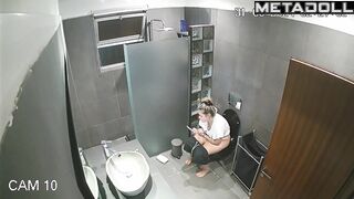 As always, she's sitting on the toilet and watching memes