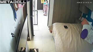 Blonde's in a good mood today and it shows / spy cam
