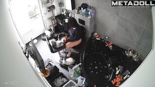 Animal lover peeing after a hard day (bathroom tape)
