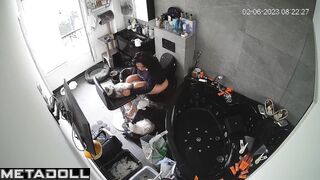 Animal lover peeing after a hard day (bathroom tape)
