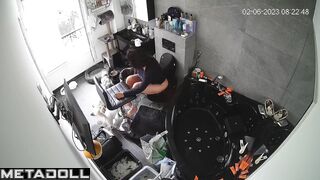 Animal lover peeing after a hard day (bathroom tape)