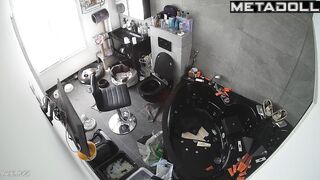 A secret camera records every move in the bathroom
