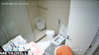 There is a camera hidden in the bathroom (nobody knows about it)
