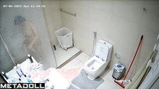 There is a camera hidden in the bathroom (nobody knows about it)