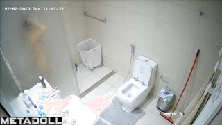 There is a camera hidden in the bathroom (nobody knows about it)