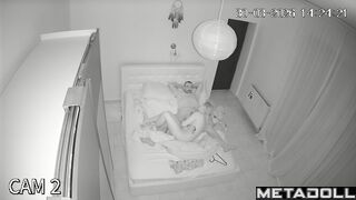 A tiny camera follows their every step in the bedroom