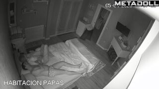 Long petting and teasing in the bedroom, spy camera