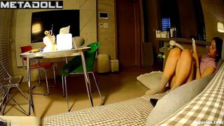 A hidden camera captured the sexy, naked body of a young Asian girl.