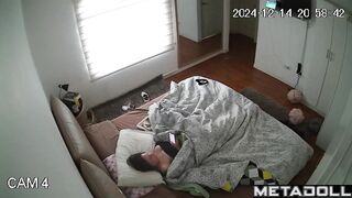 A brunette caresses her tender, wet pussy while watching TikTok