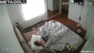 A brunette caresses her tender, wet pussy while watching TikTok