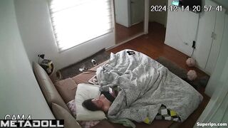 A brunette caresses her tender, wet pussy while watching TikTok