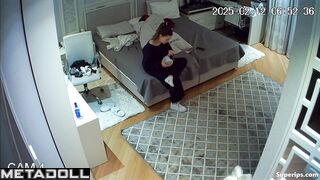 A college student changes her panties before going for a walk