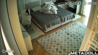 While changing clothes, the girl showed her small tits to a hidden camera