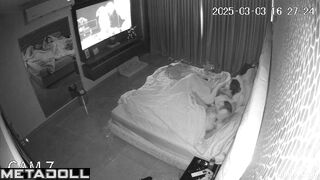Watching TV together in bed with a busty beauty is bound to lead to sex