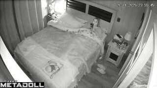 A bored blonde tries to pull down her husband's boxers to get to his dick