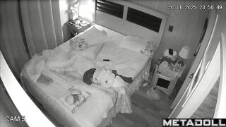 A bored blonde tries to pull down her husband's boxers to get to his dick