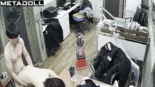 A guy is fucking his Asian mistress right in the office