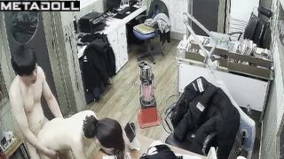 A guy is fucking his Asian mistress right in the office