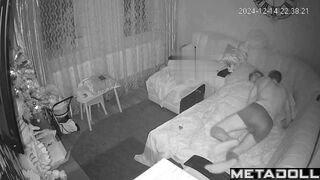A chubby wife gives her husband a fantastic Christmas blowjob