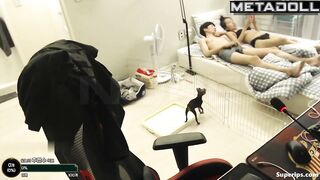 A skinny, shy Asian woman likes to sit on her husband's face