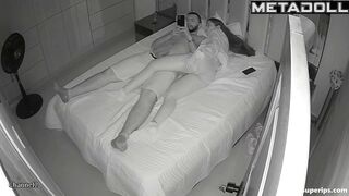 A girl strokes her bored boyfriend's dick while watching TikTok with him