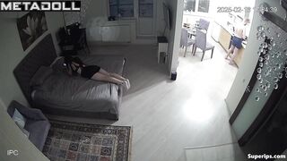 Brunette slyly approached her boyfriend's cock and took it into her mouth