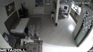 The guy wouldn't let the girl pull up her panties and fucked her