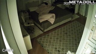 A cute girl with small breasts bares them while changing clothes