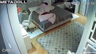 A cute girl with small breasts bares them while changing clothes