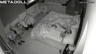 While giving his tattooed wife a massage, the bald man became very aroused