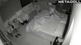 While giving his tattooed wife a massage, the bald man became very aroused