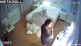 A pretty girl unabashedly shows her friend that she's not wearing panties