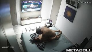 A man distracts his young lover from watching TV with some hot sex