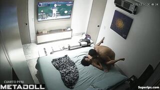A man distracts his young lover from watching TV with some hot sex