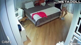 A cute college girl pulls down her panties, revealing her shaved pussy