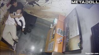 A tired Asian girl gets turned on next to her boyfriend in a karaoke room