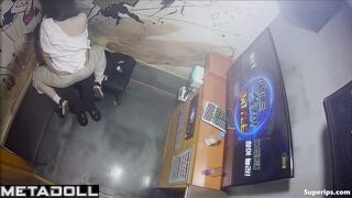 A tired Asian girl gets turned on next to her boyfriend in a karaoke room