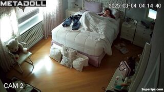 A college student enjoys the view of her sexy butt in the mirror