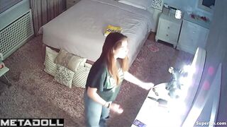 A hidden camera captured the stunning naked body of a cute college student