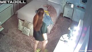 A hidden camera captured the stunning naked body of a cute college student