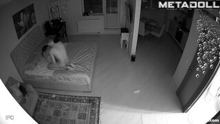 An aroused guy generously lubes up the girl's butt before fucking her