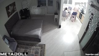 Stepping out of the shower in panties, the brunette admires her sexy ass