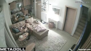 A blonde won't let her husband watch TV, demanding sex from him