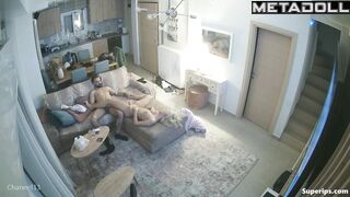 A blonde won't let her husband watch TV, demanding sex from him