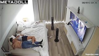 A bored wife was surprised when her husband pulled her hand toward his cock